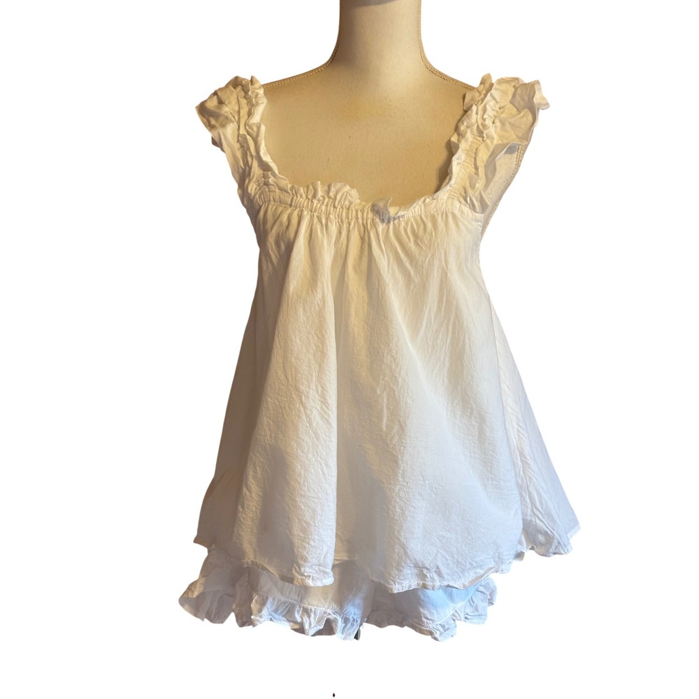 Piyama White Cotton Babydoll Pajama Set Size S Cottagecore Romantic Coquette